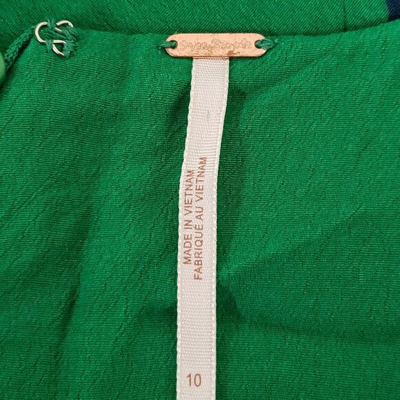 Free People Womens Neon Garden Floral Mini Dress Size 10 Green V Neck Bohemian - Picture 4 of 12